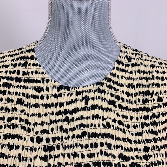 PROENZA Schouler White Label polkadot smocked top short sleeve crewneck zip back - Picture 2 of 11